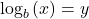 {\text{log}}_{b}\left(x\right)=y