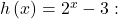 h\left(x\right)={2}^{x}-3: