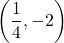\displaystyle\left(\frac{1}{4}, -2\right)