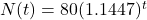 N(t)=80(1.1447)^t