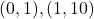 (0,1), (1,10)