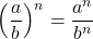 Rendered by QuickLaTeX.com {\left(\dfrac{a}{b}\right)}^{n}=\dfrac{{a}^{n}}{{b}^{n}}