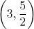 \displaystyle\left (3, \frac{5}{2}\right)