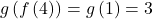 g\left(f\left(4\right)\right)=g\left(1 \right)=3