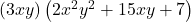 \left(3xy\right)\left(2{x}^{2}{y}^{2}+15xy+7\right)
