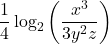 \displaystyle \frac{1}{4}\log_2\left(\frac{x^3}{3y^2 z}\right)