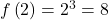 f\left(2\right)={2}^{3}=8