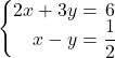 \systeme*{2x+3y=6, x-y=\dfrac{1}{2}}