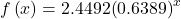 f\left(x\right)=2.4492{\left(0.6389\right)}^{x}