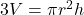 3V &= \pi r^2 h