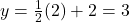 y=\frac{1}{2}(2)+2=3