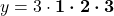\displaystyle y = 3 \cdot \boldsymbol{{\color{mypurple1} 1\cdot2\cdot3}} 