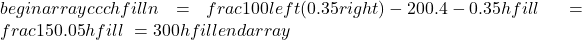 begin{array}{ccc}hfill n& =& frac{100left(0.35right)-20}{0.4-0.35}hfill \ & =& frac{15}{0.05}hfill \ & =& 300hfill end{array}