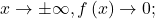 x \rightarrow \pm \infty , f\left(x\right) \rightarrow 0;