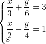 \syslineskipcoeff{2} \systeme*{\dfrac{x}{3} + \dfrac{y}{6} &= 3, \vspace{5pts} \dfrac{x}{2} - \dfrac{y}{4} &= 1}