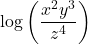 \displaystyle \log\left(\frac{x^2y^3}{z^4}\right)