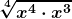 \boldsymbol{\displaystyle \sqrt[4]{x^4 \cdot x^3}}
