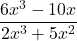 Rendered by QuickLaTeX.com \displaystyle \frac{6x^3-10x}{2x^3 + 5x^2}