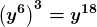 \boldsymbol{\displaystyle\left(y^6\right)^3=y^{18}}