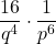 \displaystyle \frac{16}{q^4} \cdot \frac{1}{p^6}