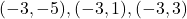 (-3,-5), (-3,1), (-3,3)