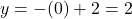 y=-(0)+2=2