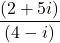 \displaystyle\frac{(2+5i)}{(4−-i)}