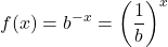 \displaystyle f(x)=b^{-x}=\left(\frac{1}{b}\right)^{x}