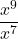 \displaystyle\frac{x^9}{x^7}