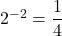 {2}^{-2}=\dfrac{1}{4}