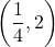 \displaystyle\left(\frac{1}{4},2\right)