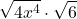 \displaystyle \sqrt{4x^4}\cdot \sqrt{6} 