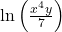 \text{ln}\left(\frac{{x}^{4}y}{7}\right)