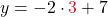 \displaystyle y = -2 \cdot \textcolor{myred1}{3} + 7
