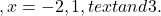 ,x=-2, 1, text{and} 3.