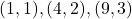 (1,1), (4,2), (9,3)