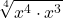 \displaystyle \sqrt[4]{x^4 \cdot x^3}