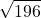 \displaystyle \sqrt{196}