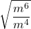 \displaystyle \sqrt{\frac{m^6}{m^4} 