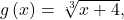 g\left(x\right)=\sqrt[,3]{x+4},