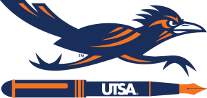 Writing Center logo. Roadrunner over a pen