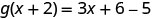 Simplify. g of x plus 2 = 3 x plus 6 minus 5.