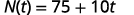 N of t = 75 plus 10 t.