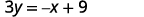 3y=-x+9