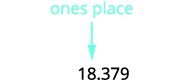 Locate the ones place with an arrow. In the number 18.379, the arrow points to 8. Underline the digit to the right of the given place value.
