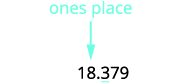 Locate the ones place with an arrow. In the number 18.379, the arrow points to 8. Underline the digit to the right of the given place value. Underline 3.