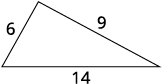 The figure is a triangle with sides labeled, 6, 9, and 14. Is 29 equal to 6 plus 9 plus 14? 29 is equal to 29, so the answers check.