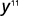 Shows the expression simplifies to y to the power of 11