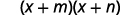 We have open parentheses x plus m close parentheses open parentheses x plus n close parentheses.