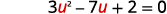 Let u equal the x to the negative one power and substitute. The equation becomes 3 u squared minus 7 u plus 2 equals 0.
